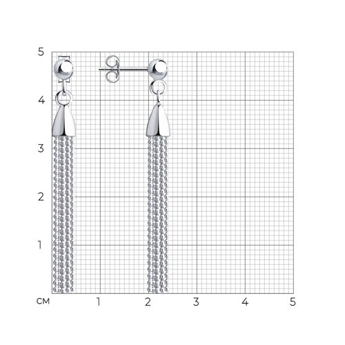 Пусеты из родированого серебра 925 пробы 94024503