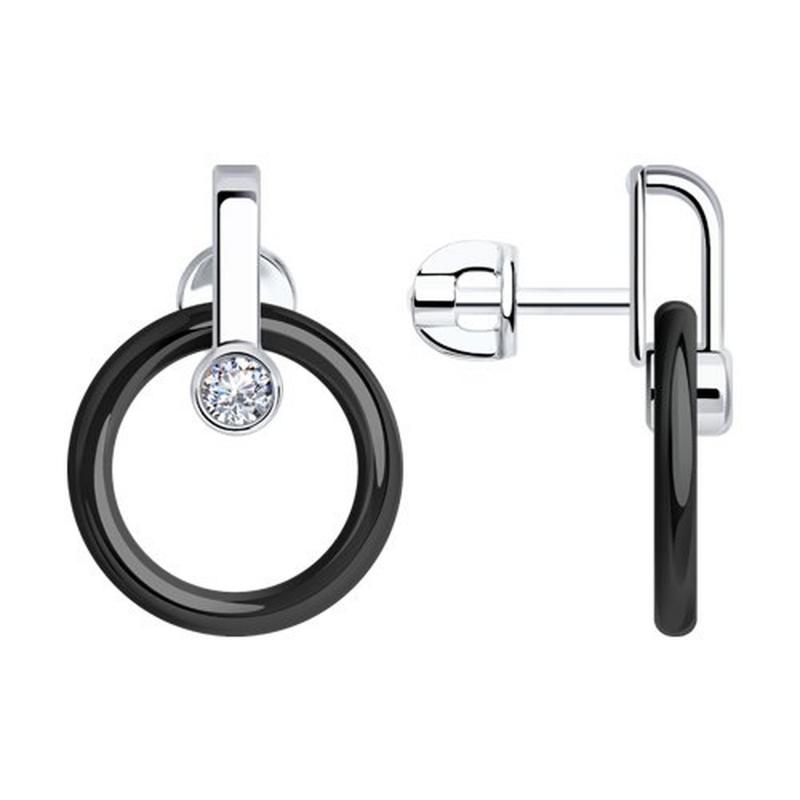 Пусеты из родированого серебра 925 пробы 94-122-01280-1