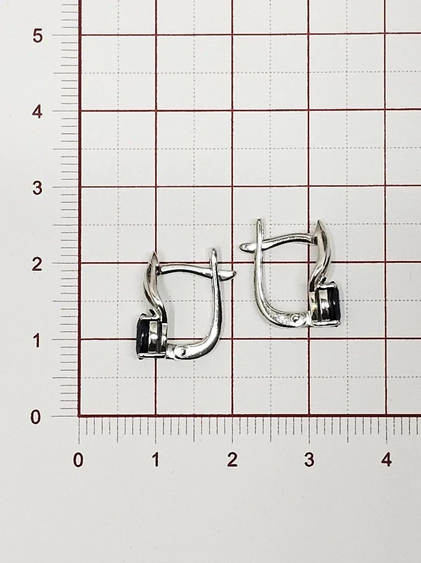 Серьги с английским замком женские из белого золота 585 пробы 21227-202 с сапфирами