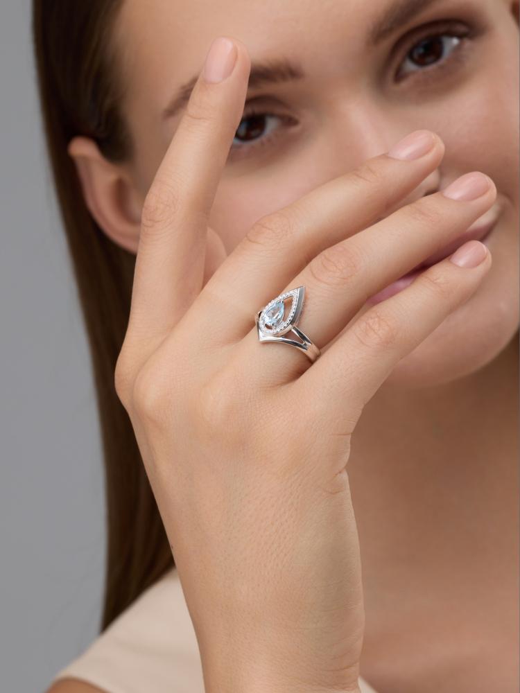 Кольцо из родированого серебра 925 пробы 01-4442/00ТБ-00