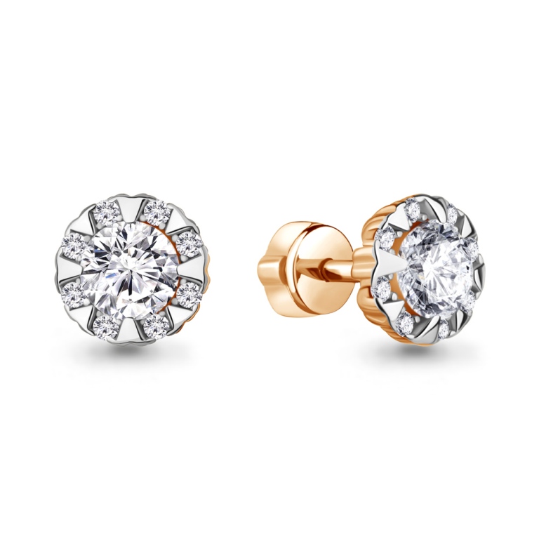 Пусеты из красного золота 585 пробы 400468А