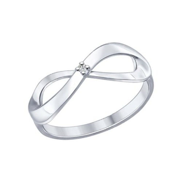 Кольцо из родированого серебра 925 пробы 87010012 с бриллиантом