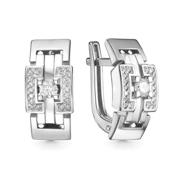 Серьги с английским замком женские из родированого серебра 925 пробы с120684